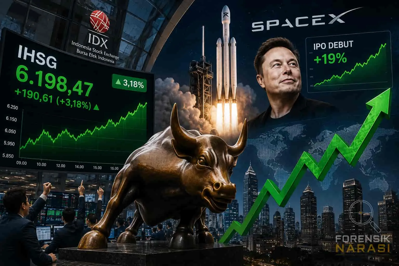 Efek IPO SpaceX Elon Musk, IHSG Hari Ini Melejit 3 Persen