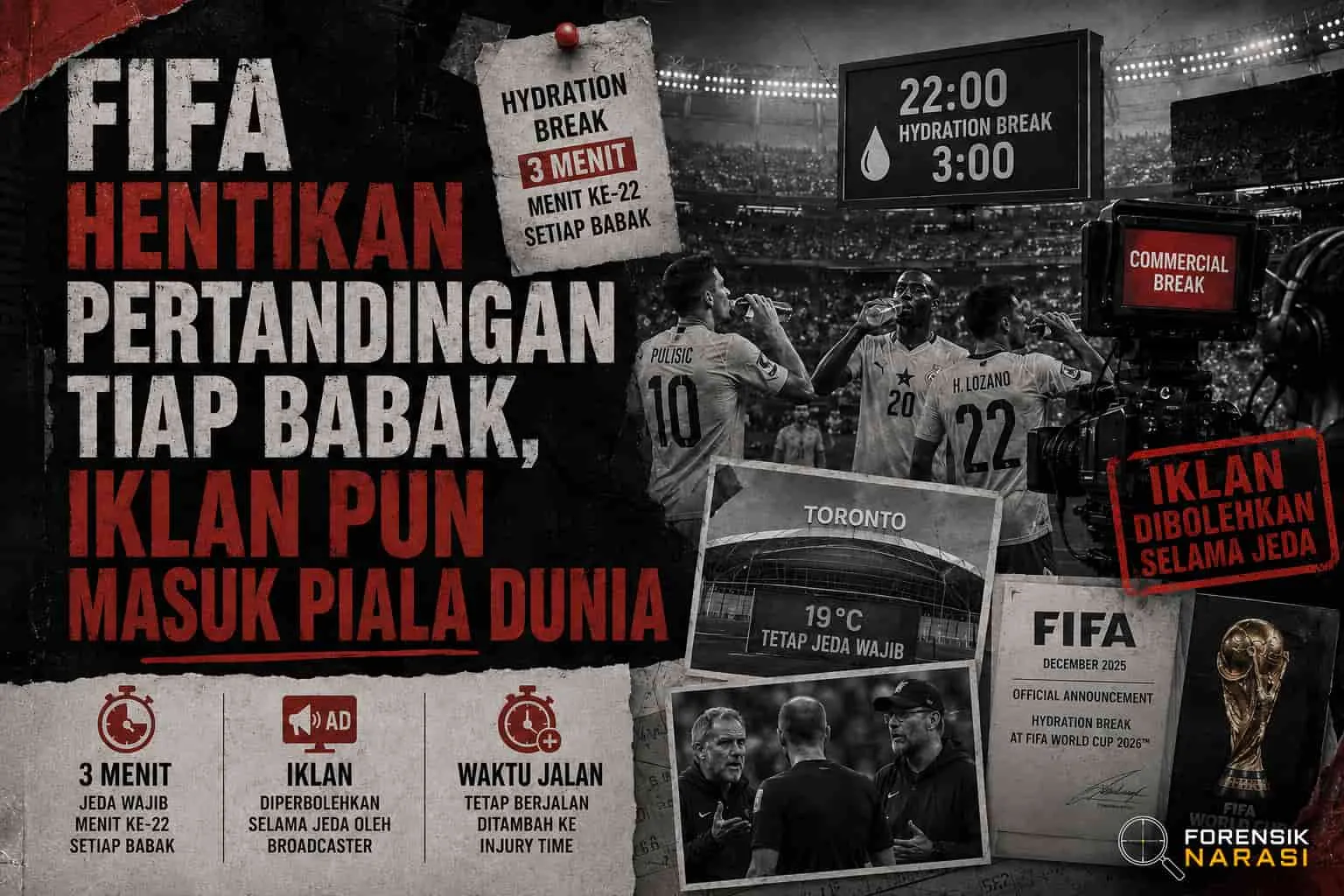FIFA Wajibkan Jeda Minum, Kritik Soal Iklan Menguat