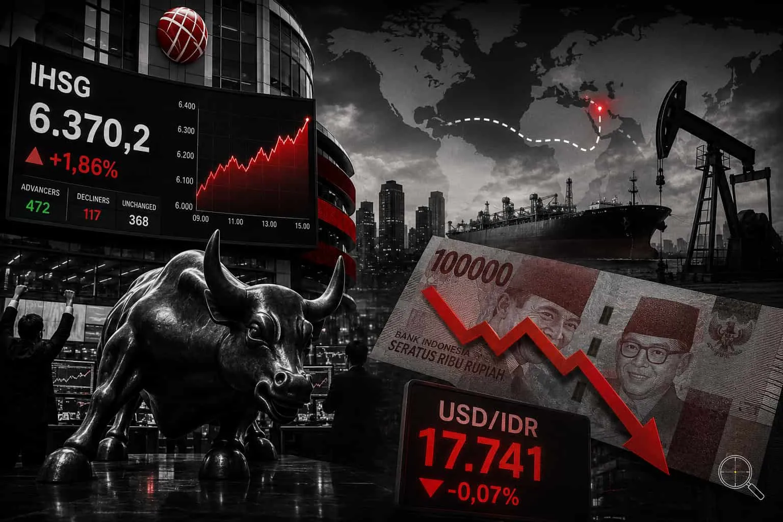 IHSG Melesat 1,86 Persen, Rupiah Masih Tertekan