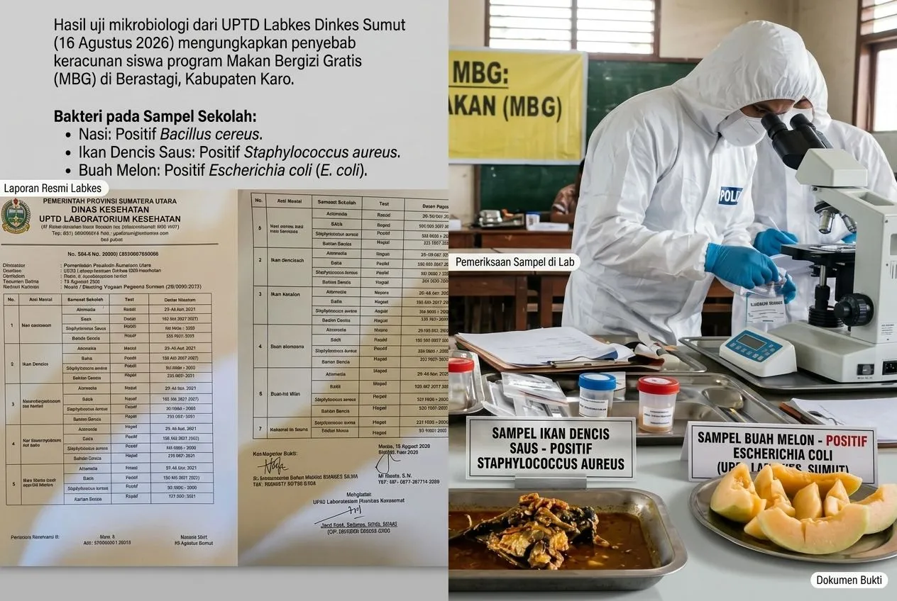 Dokumen 22 Hari di Balik Meja: Tiga Bakteri Ditemukan dalam Menu MBG Karo