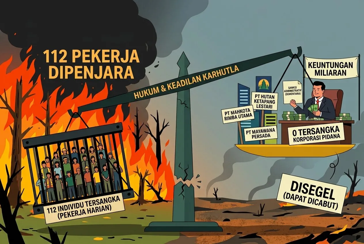 Tameng Asap Korporasi: 112 Pekerja Ditangkap Sementara Aktor Intelektual Belum Tersentuh Hukum